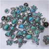 Other Other Sier Color Turquoise Paved Alloy Components 18Mm Snap Button Charms Beads Jewelry Making Diy Necklace Earrings Bracele Dhg Dhcfq