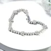 BAROLI Latest Designs Fine Jewelry 14K Real White Gold Heart Diamond Tennis Bracelets For Women