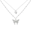 Brins Cordes Brillant Papillon Collier Dames Exquis Double Couche Clavicule Chaîne Bijoux pour Cadeau 230424