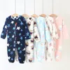 Rompers 1 to 5 Years Winter Flannel Childrens Pajamas Sleeping Bags Rompers for Boys and Girls Suits for Home Wear 231124