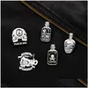 Cartoon Accessories Punk Skeleton Enamel Pins Custom Black White Skl Potions Brooches Lapel Badges Cool Gothic Jewelry Gift For Frie Dhnug