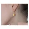 Hoop Huggie Designer Jewelry Titanium Steel Ear Hie 18K Gold Plated Shiny Nonfading Earring Womens Anti Allergy Boucles d'oreilles Punk Stud Dhmjh