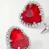 Ryggar örhängen stonefans rött hjärtklipp på metall hänge ingen piercing smycken 2023 jul strass öron kvinnor gåvor