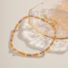 Enkelbanden creatief ontwerp natuurlijke zoetwater parel parel kralen snaar enkelband voor vrouwen 18k goud roestvrij staal kleurrijke kralen sieraden
