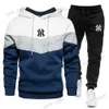 Men's Tracksuits Men's Sweatsuits Set Fleece Hoodie and Jogger Two Piece Tracksuits Sweatpants with Sweatshirts Outfits Patchwork Hooded Clothes T240124