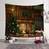 Tapisseries Année Décoration Tenture Murale Tapisserie Tapis Arbre De Noël Scène De Neige Elk Chat Chambre Salon Maison Deocr Tapisserie De Noël 231124