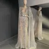 Robes de soirée de luxe perlées sirène longue soirée avec manches Cape 2023 élégante Dubai femmes robe de bal formelle pour robes de mariée