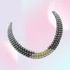 3Rows 78MM Black White Natural Pearl Necklace 1719quot0128306160