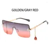 Lunettes de soleil 2023 Mode Femmes Sans bordure Rétro Dégradé Métal Suspendu Diamant Cadre Tendance Street Shooting Lunettes carrées