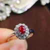 Bagues de cluster Ruby Ring Pure 18K Gold Bijoux Véritable Naturel 0.48ct Diamants rouges Anniversaire Femme pour femme Fine