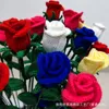 装飾的な花40cm手編み糸かぎ針編みバラの花人工枝ホームオフィステーブル結婚式の装飾