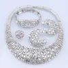 Fait à la main femmes italien couleur or cristal collier boucles d'oreilles bracelet anneau cadeaux de fête de mariage mariée ensemble de bijoux