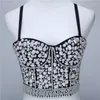 Canotte da donna Sostegno per il seno Corsetto modellante per il corpo Usura esterna Rete Gilet con perline inchiodato rosso Stile corto Danza Sexy Brillante Trapano Reggicalze Donna