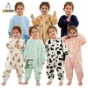 Schlafsäcke MICHLEY Nette Kuh Flanell Baby Kinder Schlafsack Winter Langarm Tragbare Decke Warme Schlafsack Pyjamas Für Jungen Mädchen 1-6T 231124