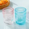 72 pieces /carton Vintage Drinking Glasses Romantic Water Glasses Embossed Romantic Glass Tumbler for Juice Beverages Beer Cocktail bb0130