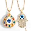 Colliers pendentifs Collier à main de Hamsa Evil Eye Colliers de pendentif aux yeux bleus turcs pour femmes