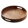 Organisation de stockage de cuisine Plateau rond en bois de bambou pour plateaux de dîner Bar Petit-déjeuner Conteneur Poignée Plateau11 Drop Livraison Hom Dh3Dq