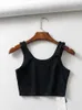 Camisoles Tanks sexy Frauen Sommer Crop Tops ärmellos kurz Baumwolle U-Kragen Strickleiste 230424