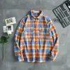 Männer Casual Hemden 2023 Männer Plaid Flanell Hemd Langarm Brust Zwei Taschen Design Mode Gedruckt-Knopf Baumwolle Herbst bluse E82