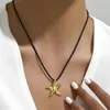 Pendentif Colliers Poulisa Starfish Collier Miroir Visage Simplicité Or Couleur Cuivre Pour Femmes Mode Luxe Fête Bijoux Cadeau