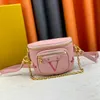 82335 мини -бумбаг ремень грудь сумок роскошные летние женские женщины из сумочка сцепление с талией мужская фанни -пакет розовый дизайнер Pochette Crossbode Кожаные сумки для плеч M82208