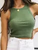 Camisoles Tanks Ribbed Tank Top Women White Summer Casual Fitness Short Vest Candy Colors Knitted Off Shoulder Sexy Crop 230424
