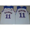 Młodzież #11 Josh Jackson Custom College Kansas Jayhawks Jerseys White Blue Kids Boys Size Dostosowanie amerykańskiego koszykówki zszyta koszulka