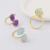 Cluster Rings BOROSA 5Pcs Gold Plated Multi-kind Stone White Quartz Claw Ring For Women Fashion Drusy Gems Jewelry Party ZG0447