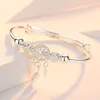 Bracciale rigido misura regolabile in argento 925 polsino color Dreamcatcher nappa piuma tonda perlina braccialetto di fascino gioielli per le donne matrimonio 230424