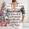 Magliette da uomo Stampate Manica corta Moda uomo Casual Natale Stampa digitale 3D Festività Bottone da bavero Lungo Basket Rack N Abbigliamento