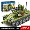 兵士センボブロック324PCS軍事機器85メインバトルタンクモデルビルディングブロックWW2 ARMY WEAPON VEHICLES for Children Boys Toy 231124