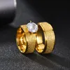 Klusterringar Letdiffery 8mm bling crystal bröllopsringar för par gyllene rostfritt stål kvinnor ring set män älskare smycken engagemang gåva 230424
