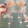 Saç aksesuarları 2pcs sevimli prenses Çin tarzı püsküller boncuk çiçek kızlar saç tokaları çocuk başlık klipleri barrettes