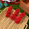 Decorative Flowers 8 Pcs Christmas Red Fruit Artificial Berries Plant Garland Vase Party Decor Leaves Bouquet Flower