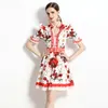 فتاة الفستان الزهور لبوتيك فساتين قصيرة الأكمام 2023 صيف طباعة فستان متطور أزياء فساتين الكشكش