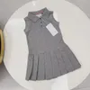 enfants vêtements revers sans manches filles robe fille vêtements fille jupe pur coton conception été fasion robes marque de luxe boucle