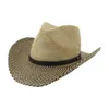 Berets Women's Summer Hat Straw Western Cowboy Hats For Women Wind Proof Beach Wide Brim Men Jazz Caps Bucket Chapeau Femme