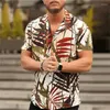 Men's Casual Shirts 2023 Tropical Plants 3D Hawaiian Breathable Fashion Beach Short Sleeve Top Summer Leisure Holiday