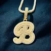 Pendant Necklaces CUC Iced Out Baguette Cursive Letter Pendant Necklace For Men Women Hip Hop Chain Fashion Rock Jewelry Gift A-Z 231124