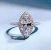 Pierścienie klastra Qiaoer Sterling Silver Marquise Cut Cut High Carbon Diamond Jewelry Pierścień dla kobiet