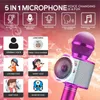 Microphones Wireless Bluetooth Karaoke Microphone 5-in-1 Portable Handheld Mic Speaker för alla smartphones-gåvor för flickor barn i alla år 231123