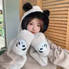 Basker hatt barn 2023 koreansk version mångsidig söt panda handskar halsduk med litet ansikte och förtjockad varm smör