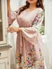 Plus Size Dresses TOLEEN Women Maxi 2023 Summer Autumn Luxury Chic Elegant Floral With Belt Turkish Party Evening Robe Clothing