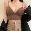 Camisoles Débardeurs Femmes Sans Couture Crop Top Sous-Vêtements Camisole En Forme De V Fines Bretelles Rayé Solide Rassembler Bralette Lingerie Une Pièce Tube Tops