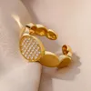 Кольца кластера Простое овальное открытое кольцо для женщин с геометрическим цирконием, подвеска на палец, регулируемые вечерние ювелирные аксессуары, подарок другу