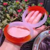 Bangle Red White Two-color Jadeite Myanmar Certified Jade Bracelets Women Fine Jewelry Genuine Burma Jades Stone Bangles