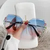 Sunglasses Decorative Rhinestones Women Women's Metal Mirror Leg Oval Sun Glasses Summer Fashion Eyewear UV400 Gafas De Sol
