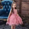 Girl Dresses Baby Dress Children Elegant Flower V-Neck Ball Gown Kids Christening Princess Vestidos Toddler Birthday Baptism