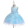 Girl Dresses Baby Dress Children Elegant Flower V-Neck Ball Gown Kids Christening Princess Vestidos Toddler Birthday Baptism