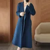 Manteau en laine réversible pour femme, mi-long, version coréenne, peignoir ample, veste en laine à lacets, nouvelle collection automne-hiver 2023